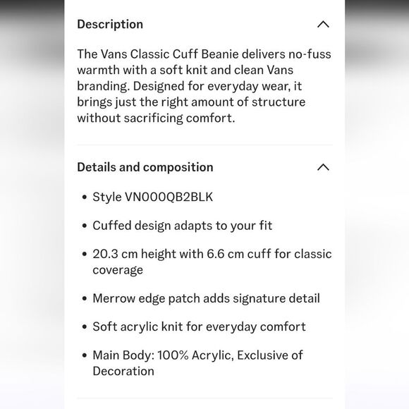 Vans Classic Cuff Beanie Hat- Black - Picture 5 of 7